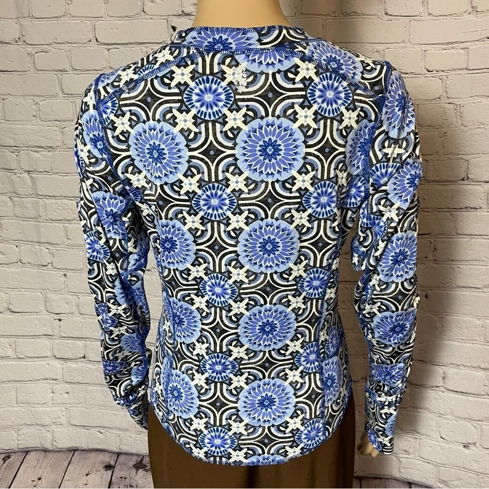 New Free People Fireside Long Sleeve Base Layer Blue Top Size M